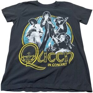 Queen In Concert Band Graphic T-Shirt Black Womens XS 100% Cotton 2015 Bravado